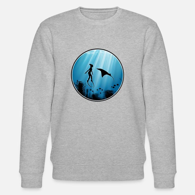 Freitaucher und Mantarochen - Stanley/Stella Unisex Bio-Sweatshirt CHANGER  - Grau meliert