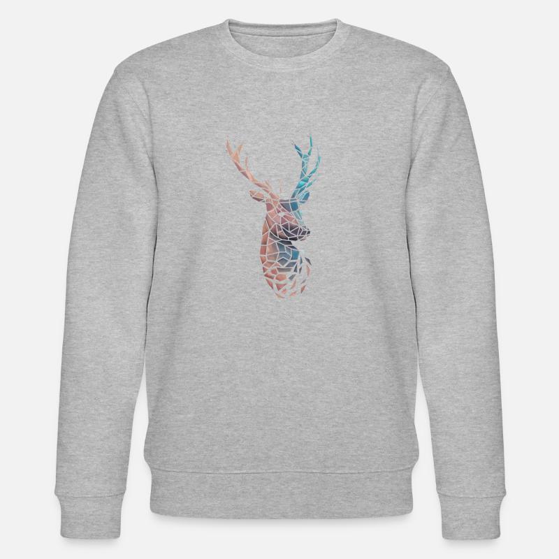 Low poly deer gradient - Stanley/Stella CHANGER Unisex Organic Sweatshirt - heather grey