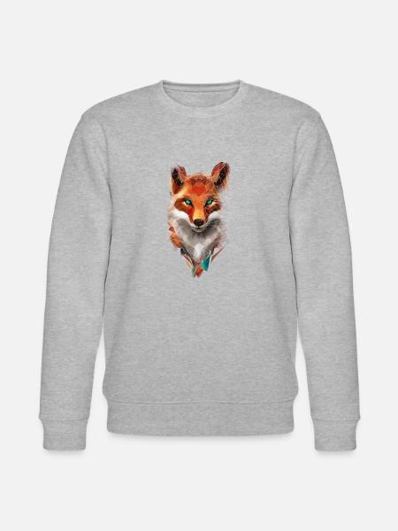 Low Poly Art Fox Wild Animal Geometric Polygon - Stanley/Stella CHANGER Unisex Organic Sweatshirt - heather grey