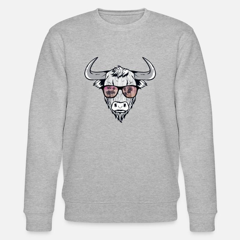 Cooler Bison Stier mit Zottelhaar - Stanley/Stella Unisex Bio-Sweatshirt CHANGER  - Grau meliert