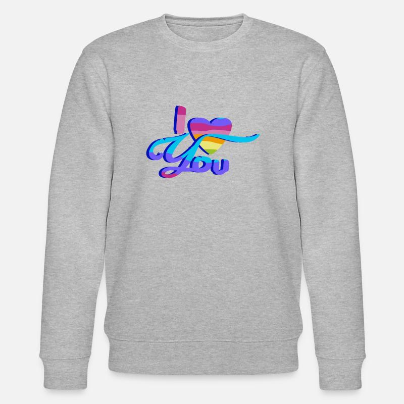 Je t’aime - Arc-en-ciel - Sweat bio CHANGER Stanley/Stella Unisexe - gris chiné
