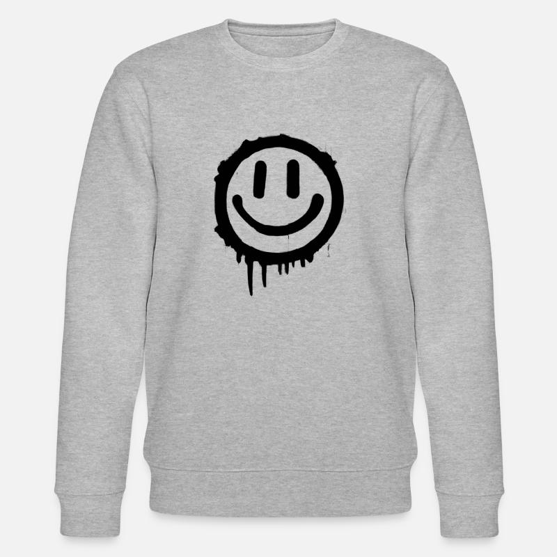 Black Smiley - Stanley/Stella Unisex Bio-Sweatshirt CHANGER  - Grau meliert