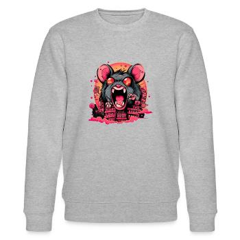 Kawaii Giant Rat Monster - Stanley/Stella Unisex Bio-Sweatshirt CHANGER  - Grau meliert - Vorne - Nik (191cm) & Marisol (170cm)