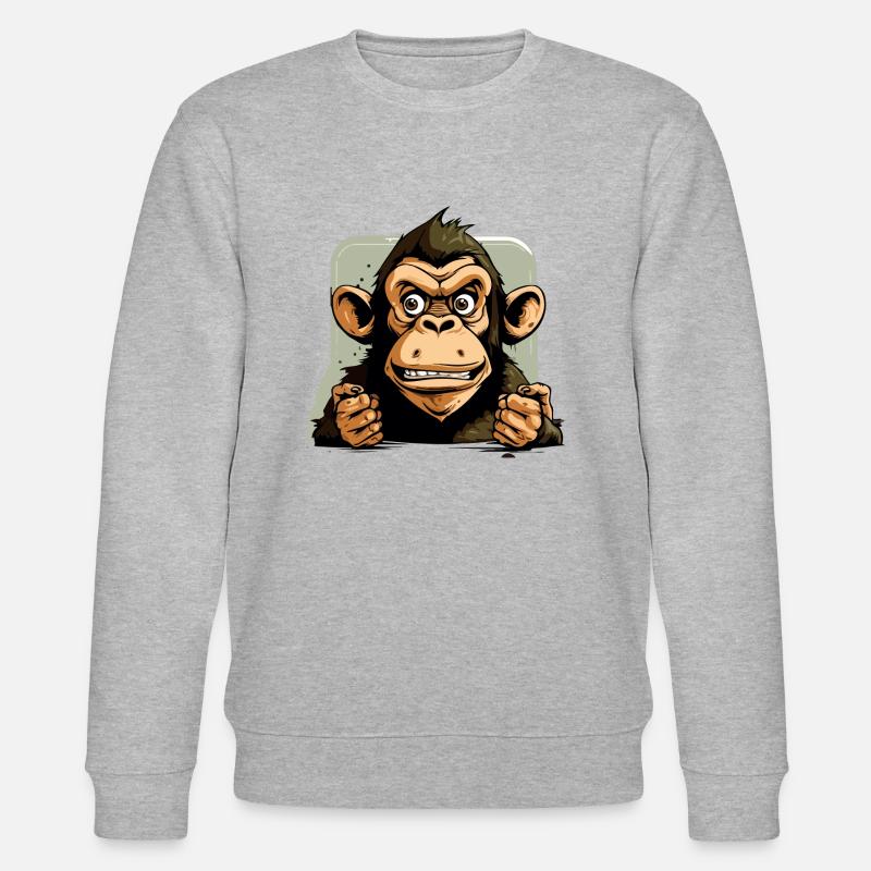 Basil der Schimpanse - Stanley/Stella Unisex Bio-Sweatshirt CHANGER  - Grau meliert