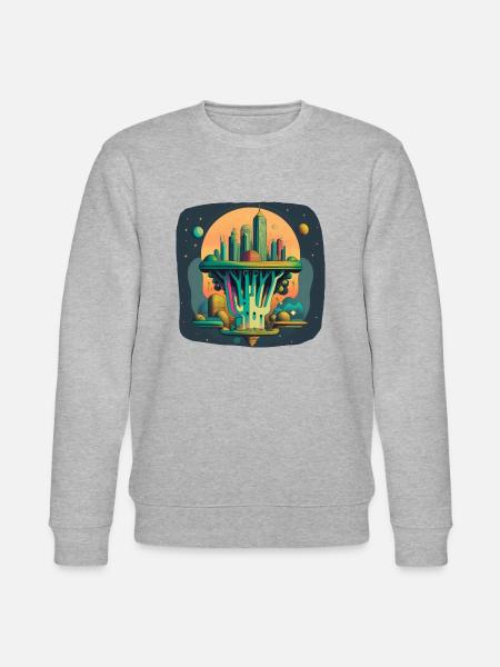 Broccoli geïnspireerde futuristische stad - Stanley/Stella Uniseks bio-sweatshirt CHANGER  - grijs gemêleerd