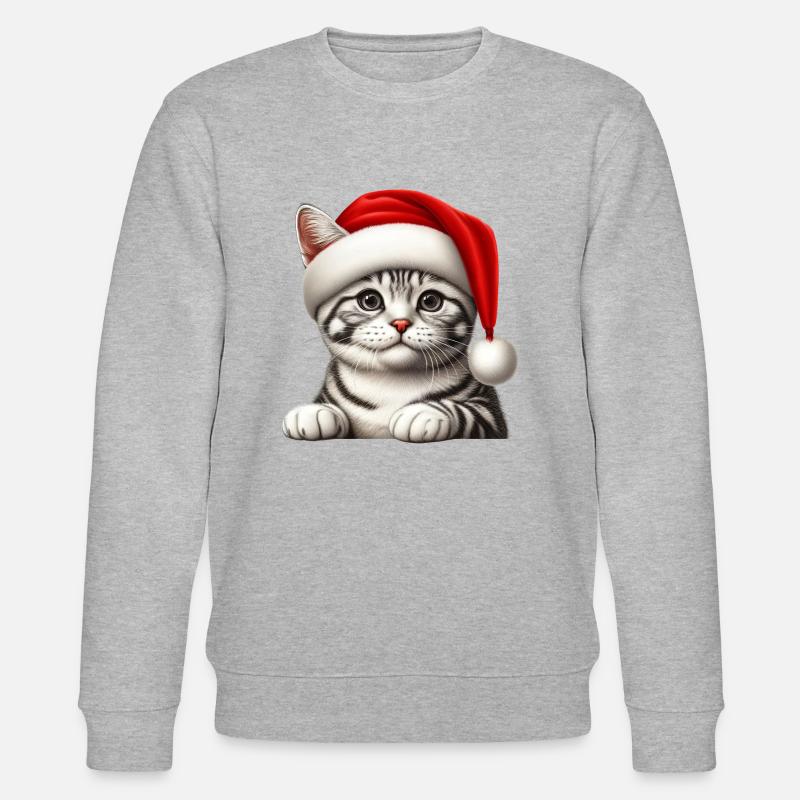 de réveillon de Noël chat - Sweat bio CHANGER Stanley/Stella Unisexe - gris chiné