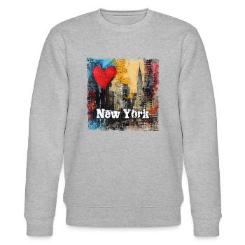 New York, retro, vintage - Valentinstag - Stanley/Stella Unisex Bio-Sweatshirt CHANGER  - Grau meliert - Vorne - Nik (191cm) & Marisol (170cm)