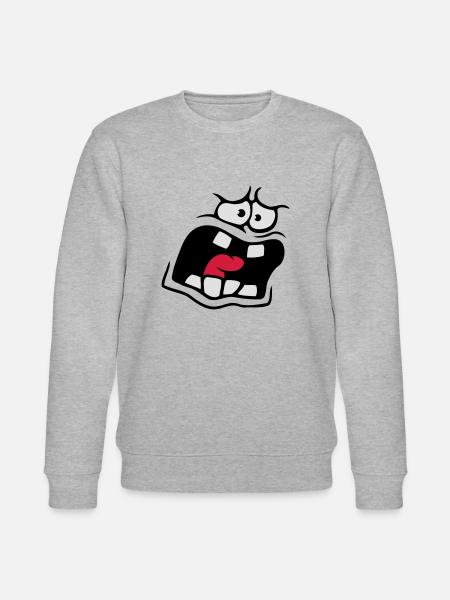 Screaming Anxious Comic Cartoon Face - Stanley/Stella CHANGER Unisex Organic Sweatshirt - heather grey