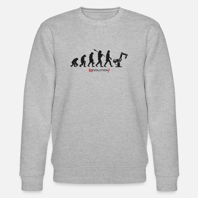 Evolution Revolution android robot - Stanley/Stella CHANGER Unisex Organic Sweatshirt - heather grey