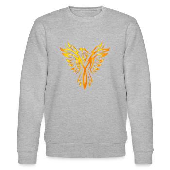 Oiseau phoenix aile de feu - Sweat bio CHANGER Stanley/Stella Unisexe - gris chiné - Devant - Nik (191cm) & Marisol (170cm)