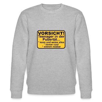 Vorsicht Teenager - Stanley/Stella Unisex Bio-Sweatshirt CHANGER  - Grau meliert - Vorne - Nik (191cm) & Marisol (170cm)