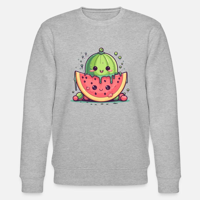 Pastèque et melon kawaii - Sweat bio CHANGER Stanley/Stella Unisexe - gris chiné