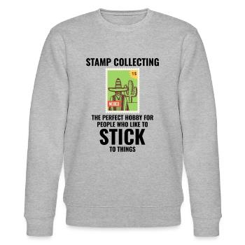 Stamp Collecting Collector Philatelist - Stanley/Stella CHANGER Unisex Organic Sweatshirt - heather grey - Front - Nik (191cm) & Marisol (170cm)