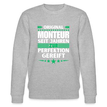 Mechanic matured to perfection - Stanley/Stella CHANGER Unisex Organic Sweatshirt - heather grey - Front - Nik (191cm) & Marisol (170cm)