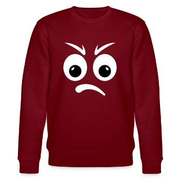 mad emoticon! - Stanley/Stella CHANGER Unisex Organic Sweatshirt - burgundy - Front - Nik (191cm) & Marisol (170cm)