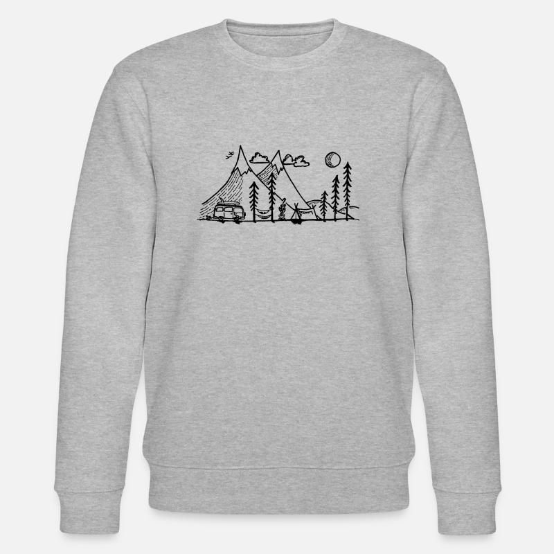 Camper Simple Mountain et Campfire - Sweat bio CHANGER Stanley/Stella Unisexe - gris chiné