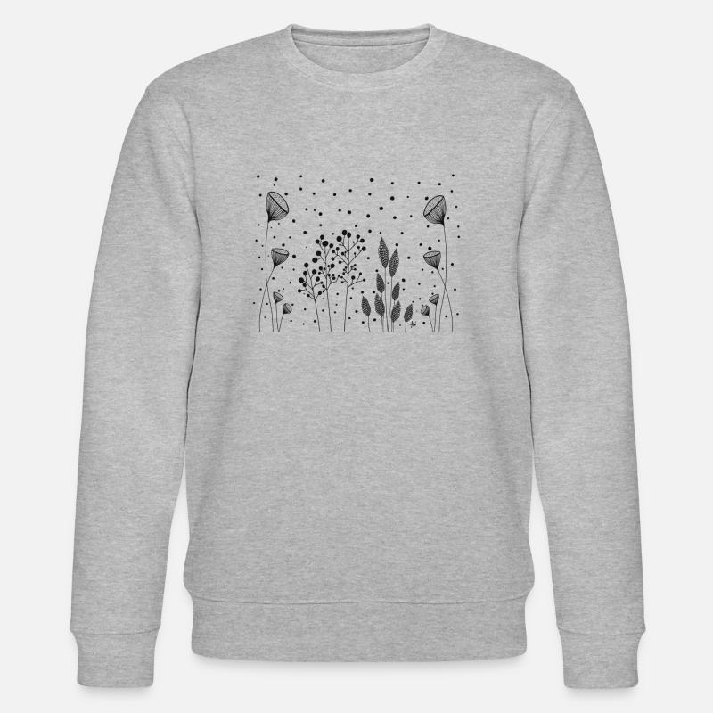 Fleurs Dessin Fineline points noirs - Sweat bio CHANGER Stanley/Stella Unisexe - gris chiné
