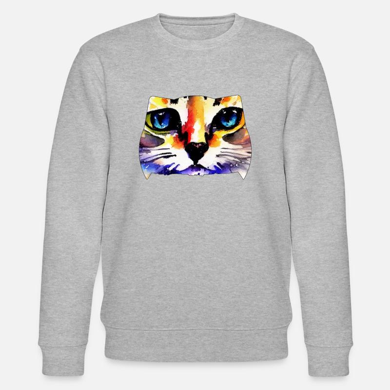Katzengesicht 6 - Stanley/Stella Unisex Bio-Sweatshirt CHANGER  - Grau meliert