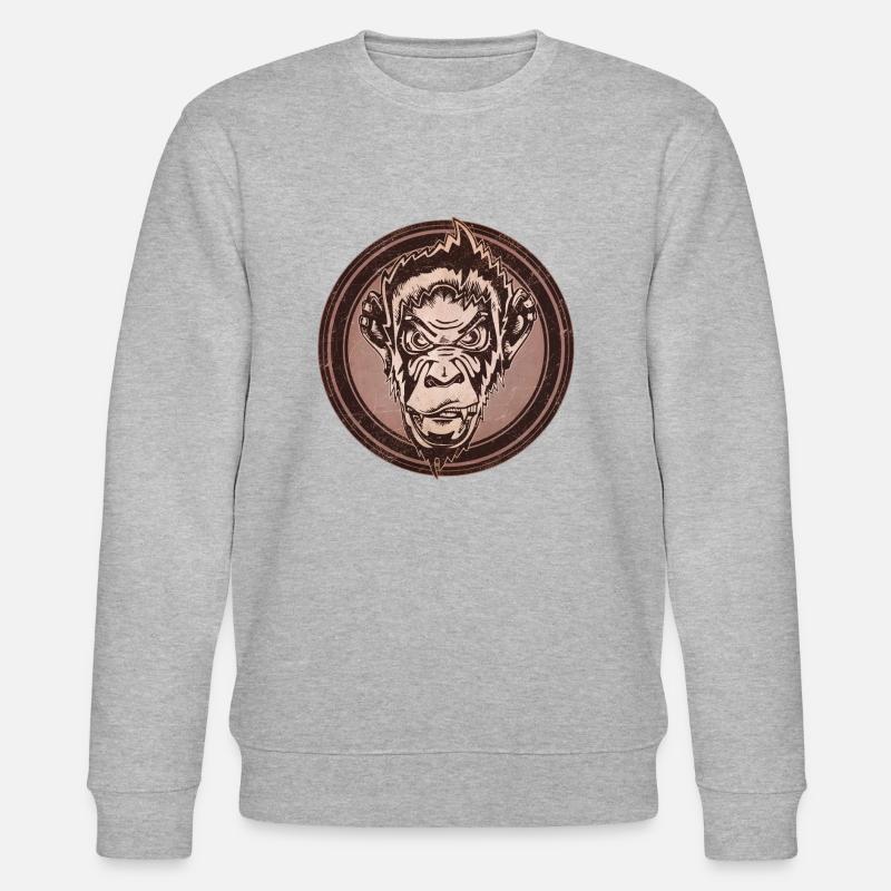Wilder Schimpanse Grunge Tier - Stanley/Stella Unisex Bio-Sweatshirt CHANGER  - Grau meliert