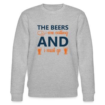 Beer is calling - Stanley/Stella CHANGER Unisex Organic Sweatshirt - heather grey - Front - Nik (191cm) & Marisol (170cm)