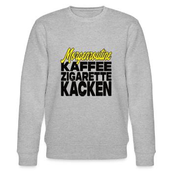 Kaffee Zigarette Kacken - Lustiger Spruch - Stanley/Stella Unisex Bio-Sweatshirt CHANGER  - Grau meliert - Vorne - Nik (191cm) & Marisol (170cm)