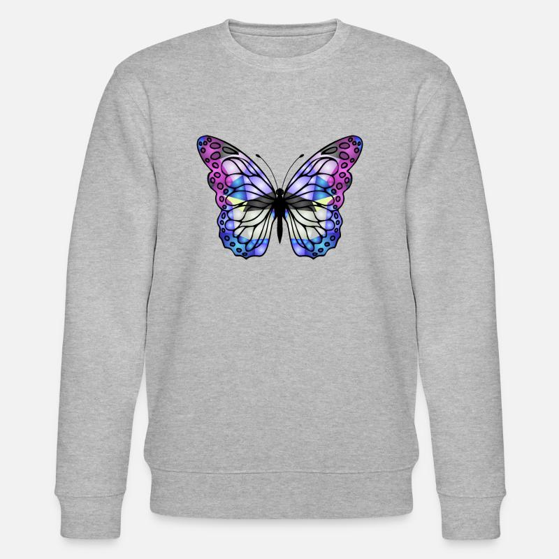 Bunter Schmetterling - Stanley/Stella Unisex Bio-Sweatshirt CHANGER  - Grau meliert