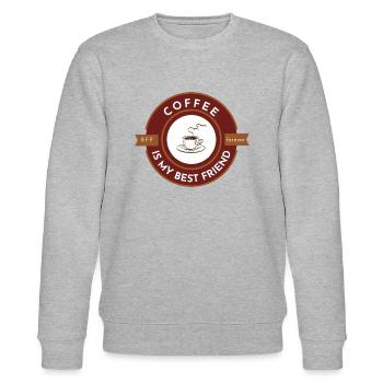 Kaffee ist mein bester Freund, BFF für immer - Stanley/Stella Unisex Bio-Sweatshirt CHANGER  - Grau meliert - Vorne - Nik (191cm) & Marisol (170cm)