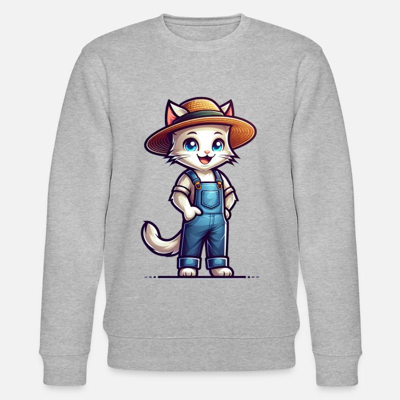 Cute Cat Farmer - Stanley/Stella Unisex Bio-Sweatshirt CHANGER  - Grau meliert