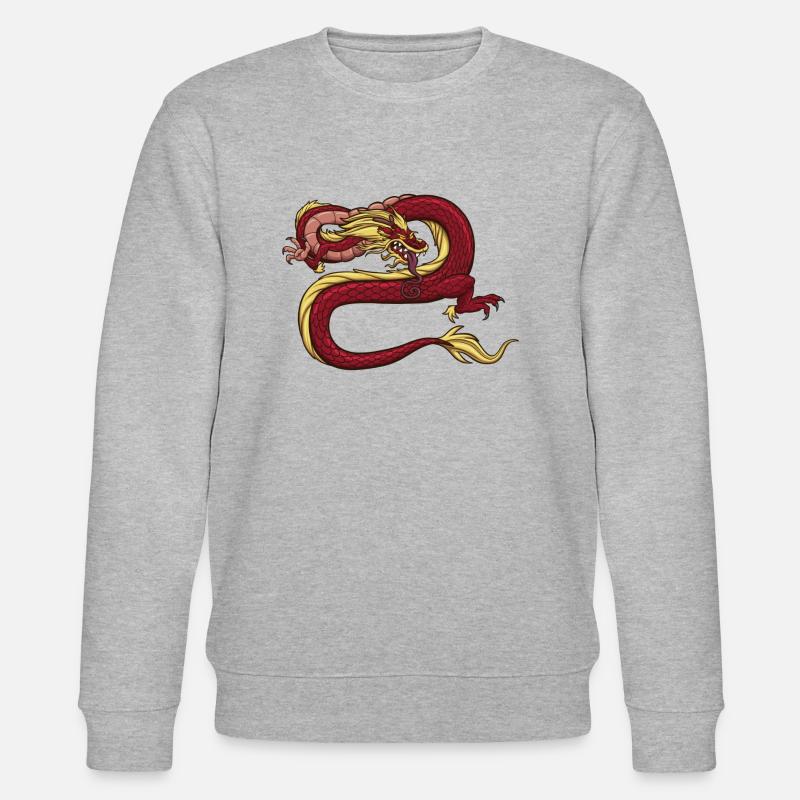 Roter chinesischer Drache - Stanley/Stella Unisex Bio-Sweatshirt CHANGER  - Grau meliert