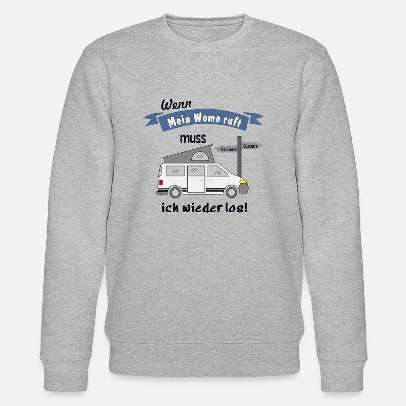 womo ruft campingbus - Stanley/Stella Unisex Bio-Sweatshirt CHANGER  - Grau meliert