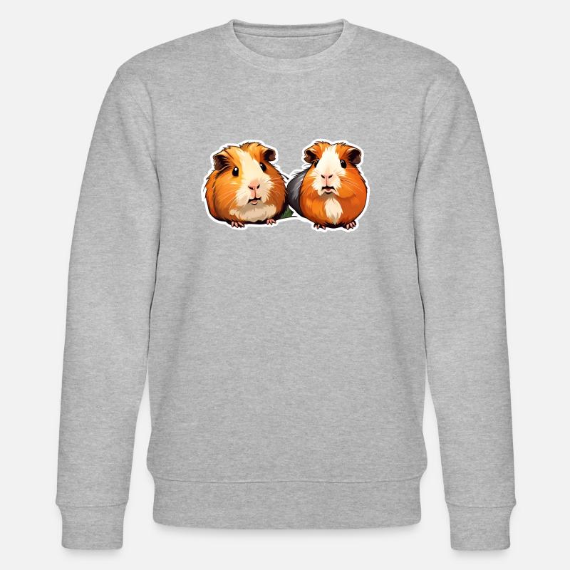 Illustration d’autocollant de cochon d’Inde mignon - Cochons d’Inde - Sweat bio CHANGER Stanley/Stella Unisexe - gris chiné