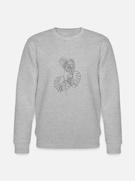 PLANT LOVER | Monstera One Line Drawing | schwarz - Stanley/Stella Unisex Bio-Sweatshirt CHANGER - Grau meliert