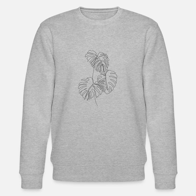 AMANT DE PLANTES | Dessin au trait Monstera One | noir - Sweat bio CHANGER Stanley/Stella Unisexe - gris chiné