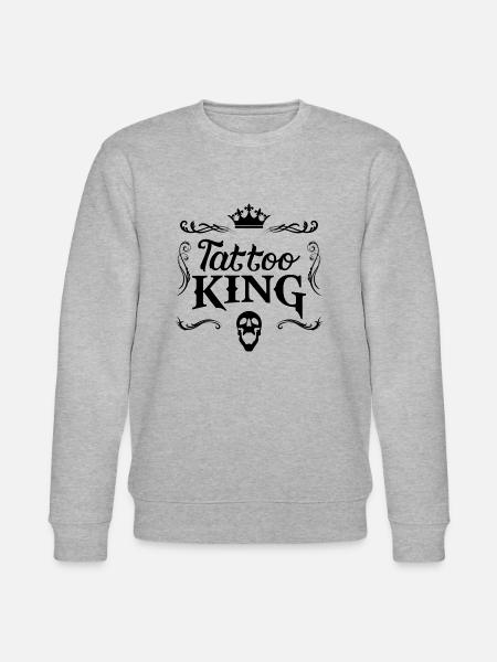 Tattoo König Tätowierung tätowiert Geschenk - Stanley/Stella Unisex Bio-Sweatshirt CHANGER  - Grau meliert