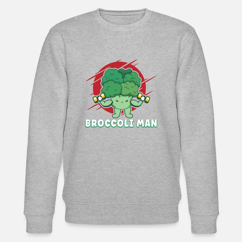 Funny Cute Broccoli Man - Stanley/Stella Unisex Bio-Sweatshirt CHANGER  - Grau meliert