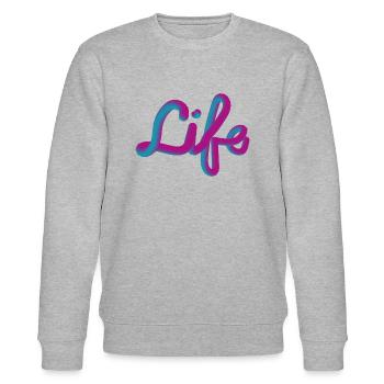 3D Buchstaben "Leben" - Stanley/Stella Unisex Bio-Sweatshirt CHANGER  - Grau meliert - Vorne - Nik (191cm) & Marisol (170cm)