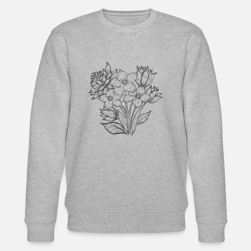Illustration Blumen Frühsommer - Stanley/Stella Unisex Bio-Sweatshirt CHANGER  - Grau meliert