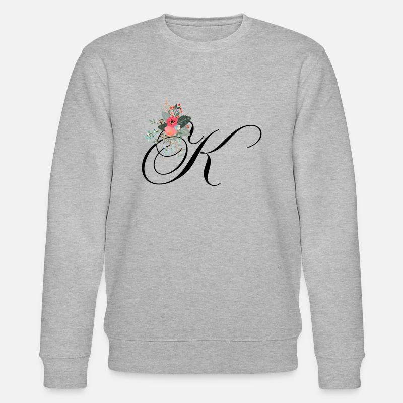Lettre k fleuris - Sweat bio CHANGER Stanley/Stella Unisexe - gris chiné