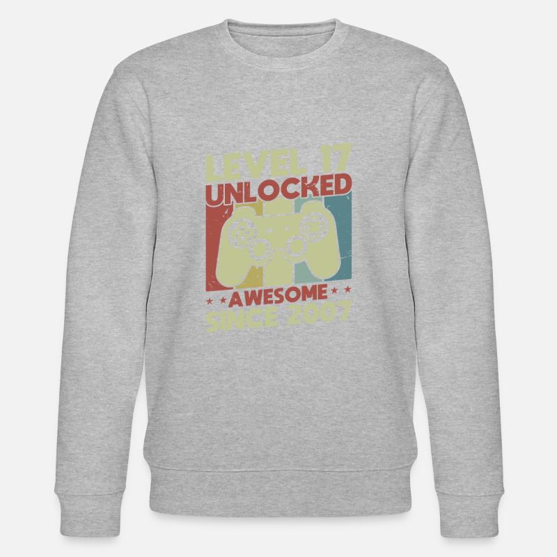 Level 17 Unlocked - Stanley/Stella CHANGER Unisex Organic Sweatshirt - heather grey