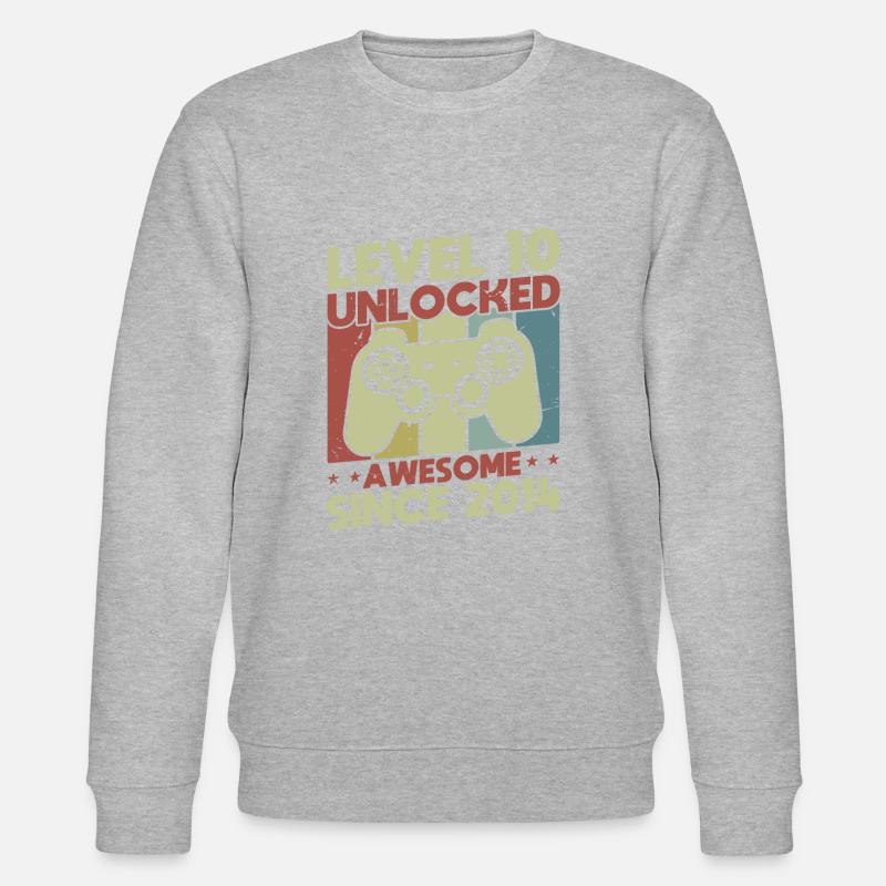 Level 10 Unlocked - Stanley/Stella CHANGER Unisex Organic Sweatshirt - heather grey