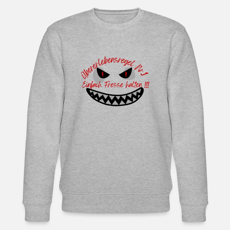 "Überlebensregel Nr 1" Design Subtil - Stanley/Stella Unisex Bio-Sweatshirt CHANGER - Grau meliert