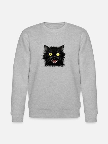 En nervøs sort kat - Stanley/Stella økologisk unisex-sweatshirt CHANGER  - grå meleret