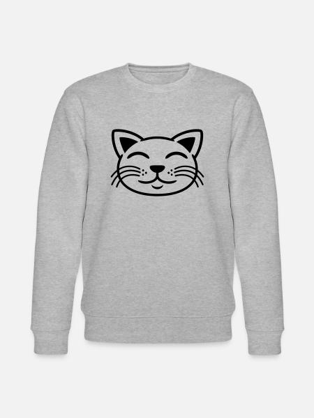 Cat Face Happy Pet - Stanley/Stella CHANGER Unisex Organic Sweatshirt - heather grey