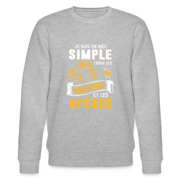 Cadeau pour agriculteur , t-shirt tracteur - Sweat bio CHANGER Stanley/Stella Unisexe - gris chiné - Devant - Nik (191cm) & Marisol (170cm)