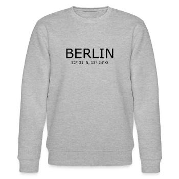 Berlin Koordinaten - Deutschland Brandenburger Tor - Stanley/Stella Unisex Bio-Sweatshirt CHANGER  - Grau meliert - Vorne - Nik (191cm) & Marisol (170cm)