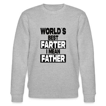 World's Best Farter I Mean Father - Stanley/Stella CHANGER Unisex Organic Sweatshirt - heather grey - Front - Nik (191cm) & Marisol (170cm)