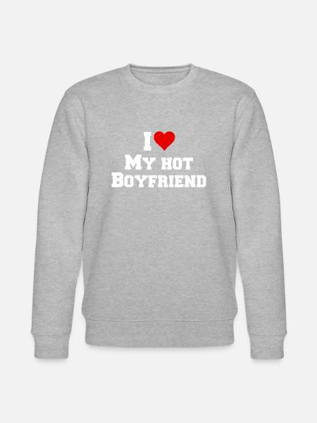 I love my hot Boyfriend - Lustiges Geschenk - Stanley/Stella Unisex Bio-Sweatshirt CHANGER  - Grau meliert