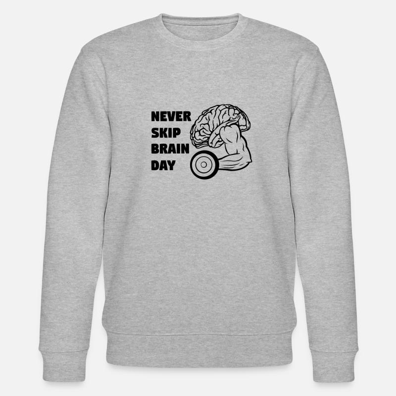 Never Skip Brain Day - Stanley/Stella Unisex Bio-Sweatshirt CHANGER  - Grau meliert