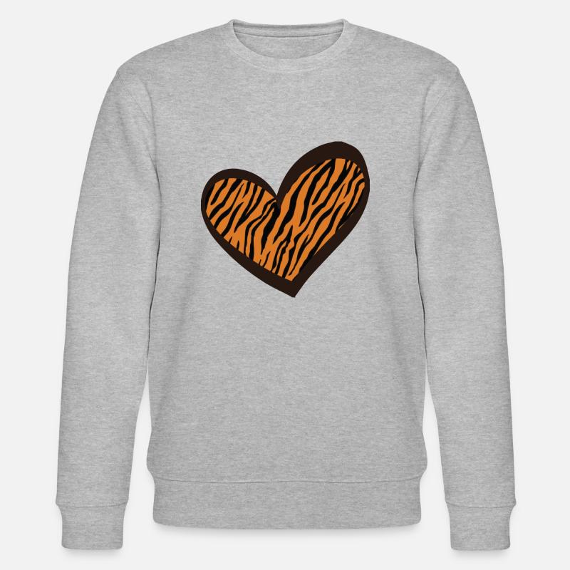 Heart Tiger Print Pattern - Stanley/Stella Unisex Bio-Sweatshirt CHANGER  - Grau meliert
