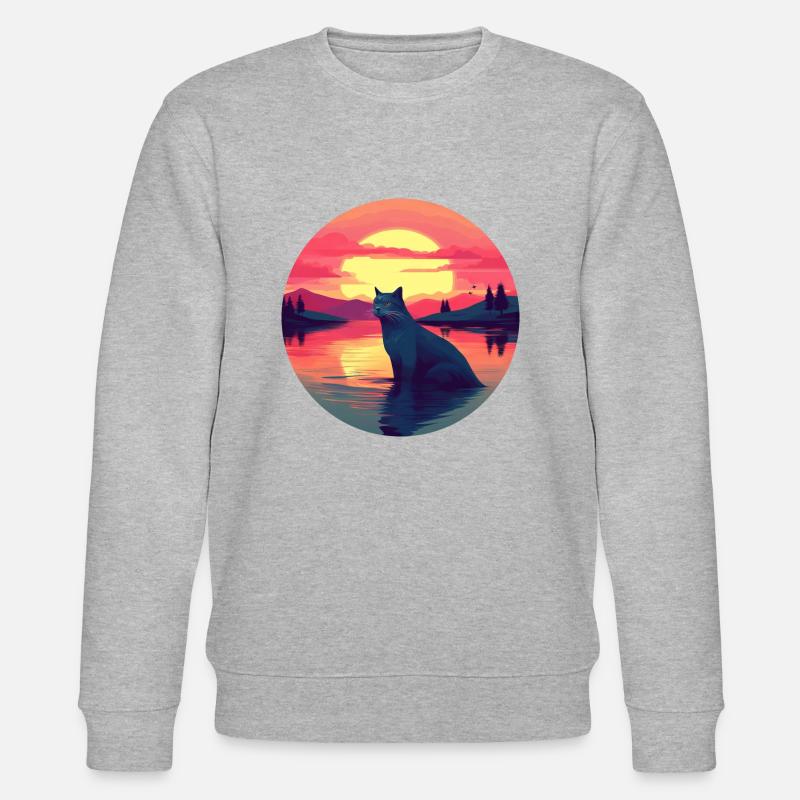 Katze im Wasser Sunset - Stanley/Stella Unisex Bio-Sweatshirt CHANGER  - Grau meliert